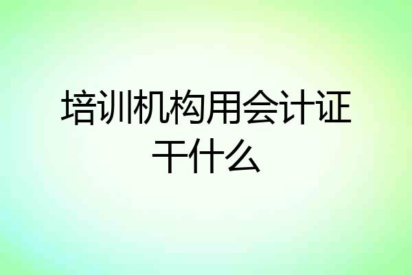 培训机构用会计证干什么