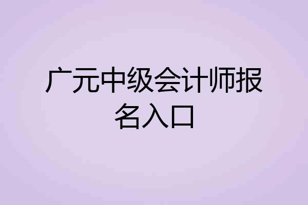 广元中级会计师报名入口