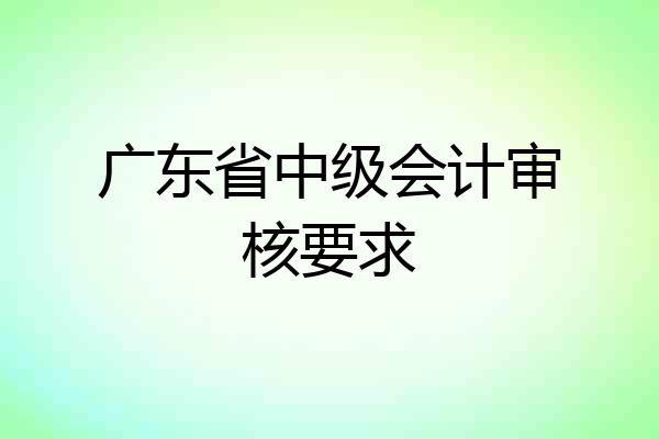 广东省中级会计审核要求
