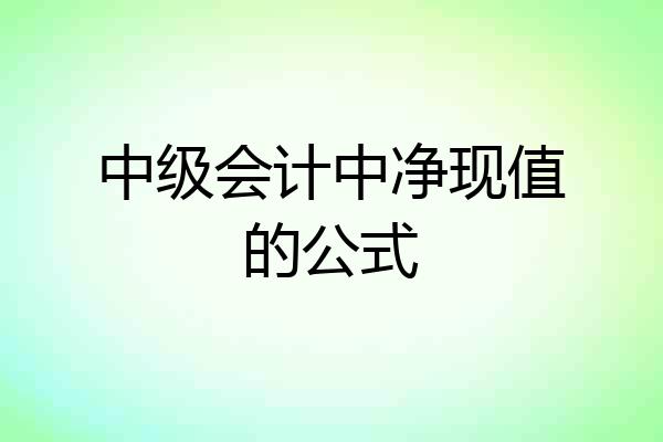 中级会计中净现值的公式