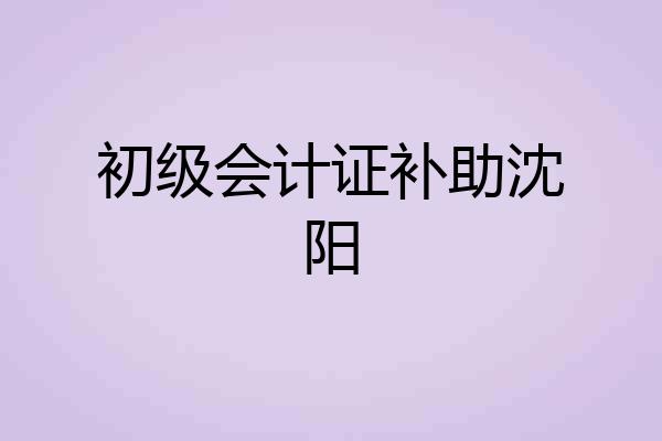 初级会计证补助沈阳