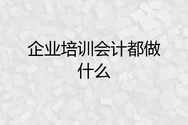 企业培训会计都做什么