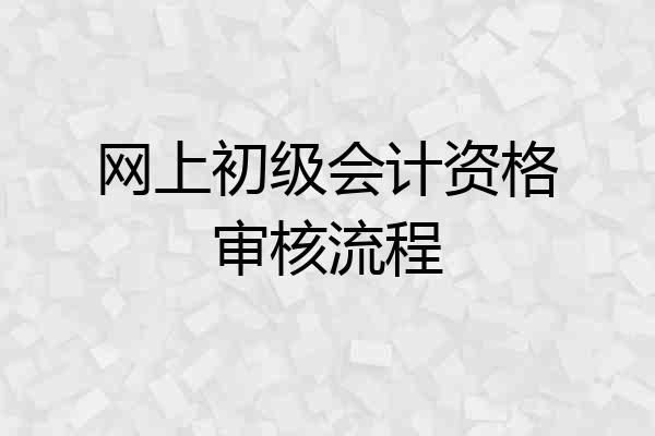 网上初级会计资格审核流程