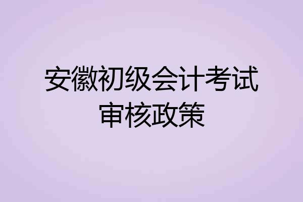 安徽初级会计考试审核政策