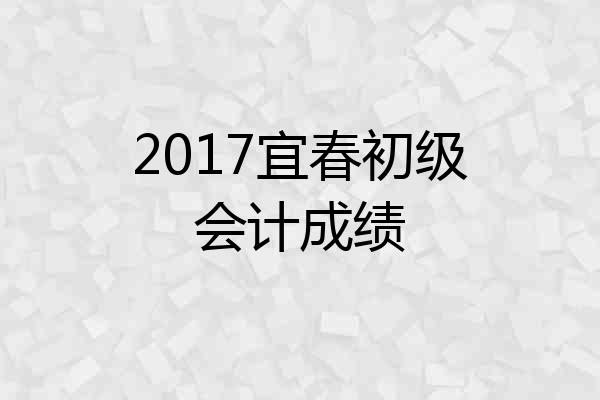 2017宜春初级会计成绩
