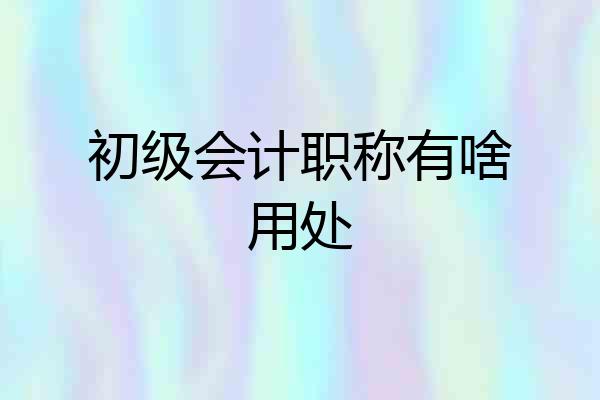 初级会计职称有啥用处