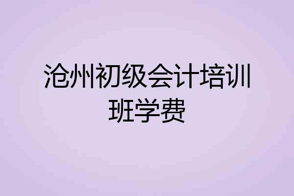 沧州初级会计培训班学费