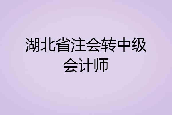 湖北省注会转中级会计师