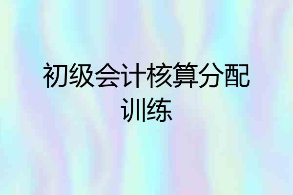 初级会计核算分配训练
