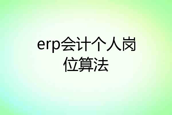 erp会计个人岗位算法