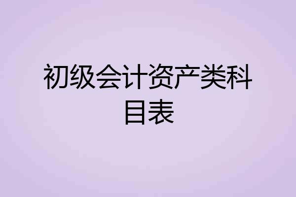 初级会计资产类科目表