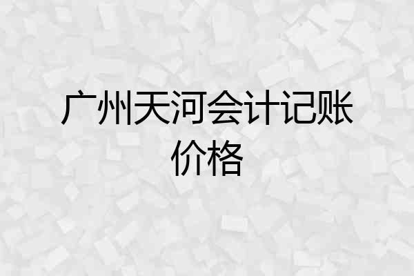 广州天河会计记账价格