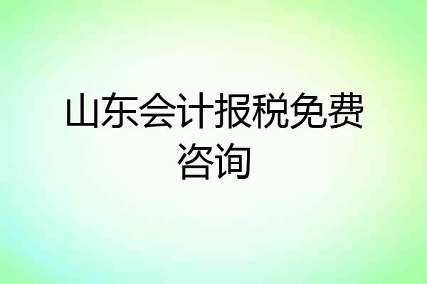 山东会计报税免费咨询