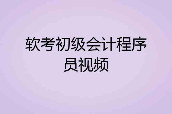 软考初级会计程序员视频