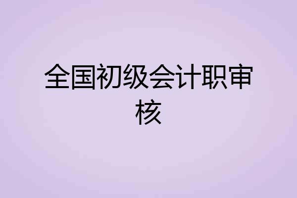 全国初级会计职审核