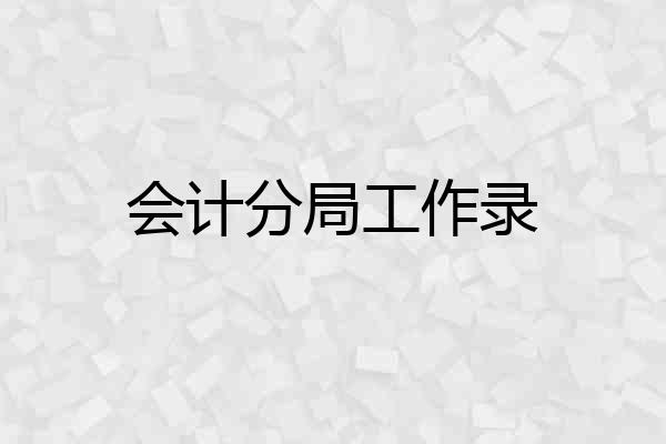 会计分局工作录