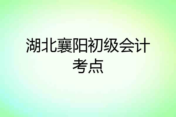 湖北襄阳初级会计考点