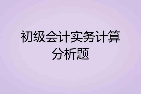 初级会计实务计算分析题