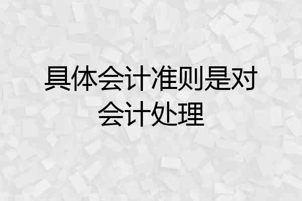 具体会计准则是对会计处理