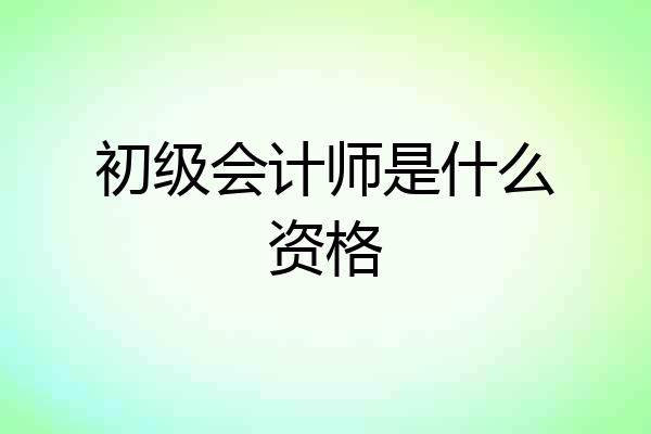 初级会计师是什么资格