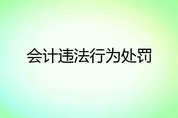 会计违法行为处罚