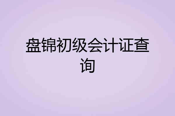 盘锦初级会计证查询