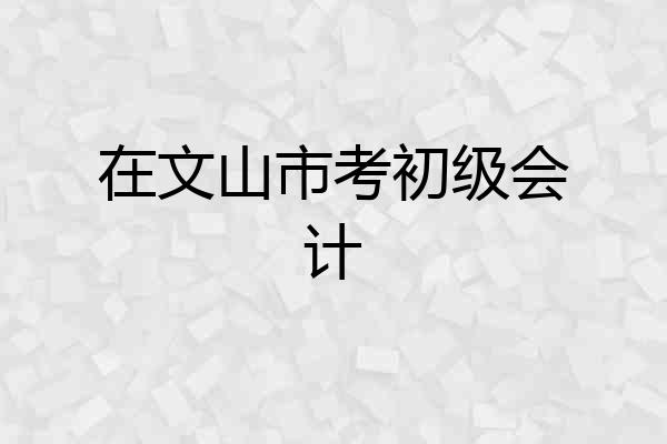 在文山市考初级会计