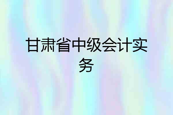 甘肃省中级会计实务