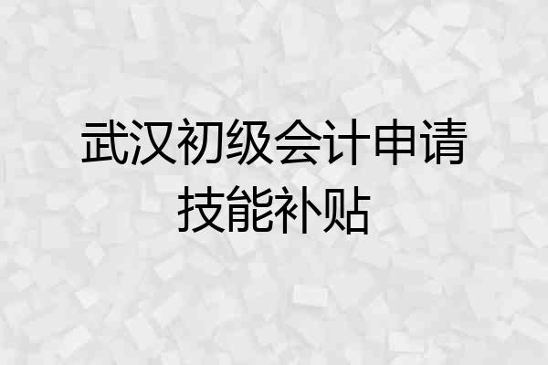 武汉初级会计申请技能补贴