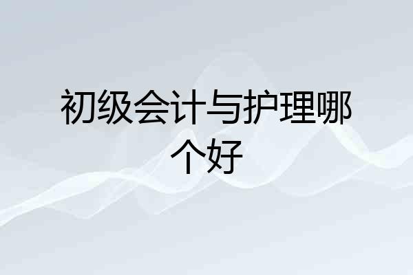 初级会计与护理哪个好