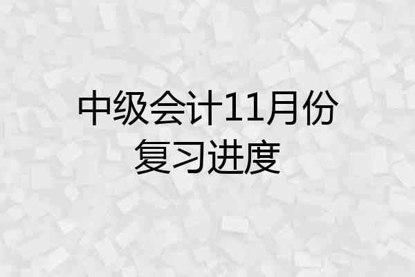 中级会计11月份复习进度