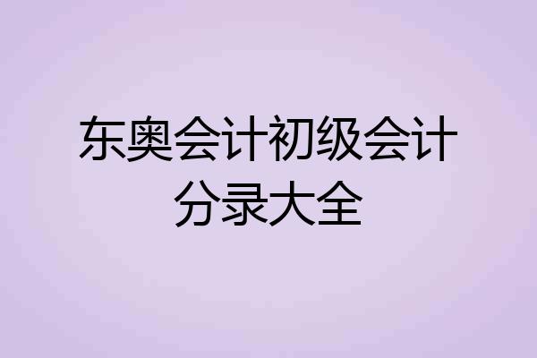 东奥会计初级会计分录大全