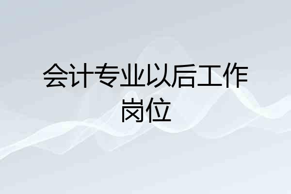 会计专业以后工作岗位