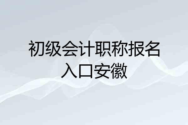 初级会计职称报名入口安徽