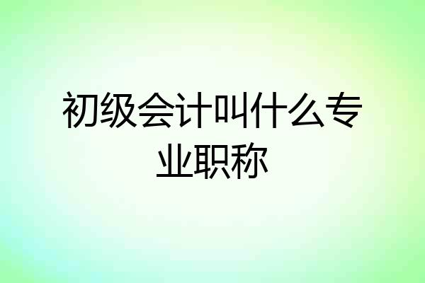初级会计叫什么专业职称