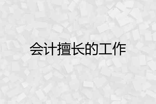 会计擅长的工作