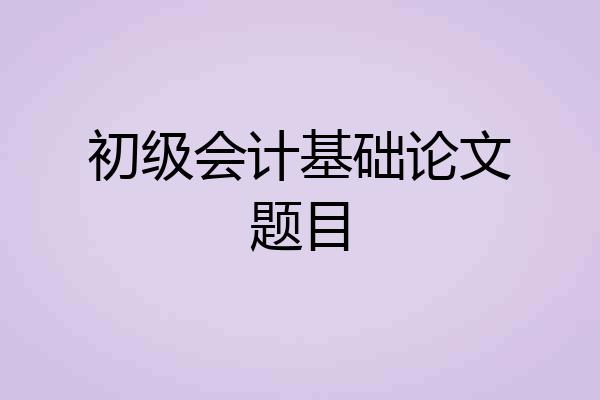 初级会计基础论文题目