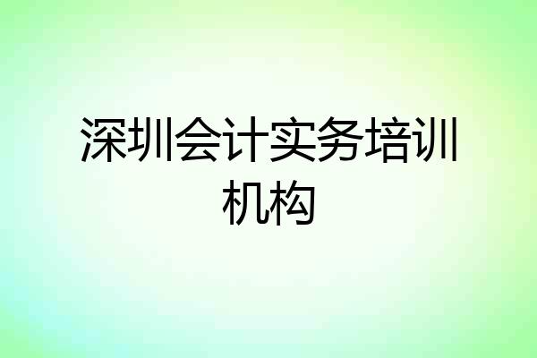 深圳会计实务培训机构