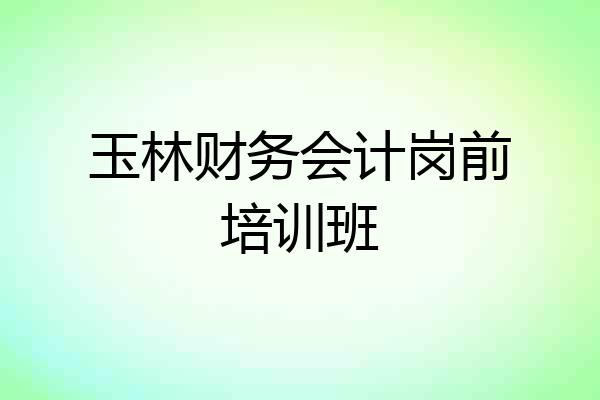 玉林财务会计岗前培训班