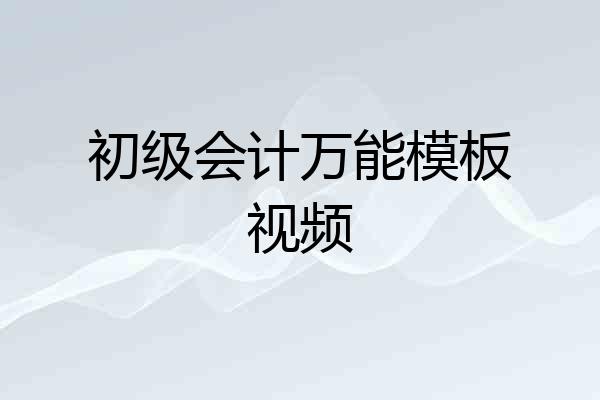 初级会计万能模板视频