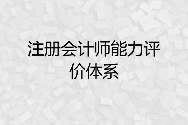 注册会计师能力评价体系