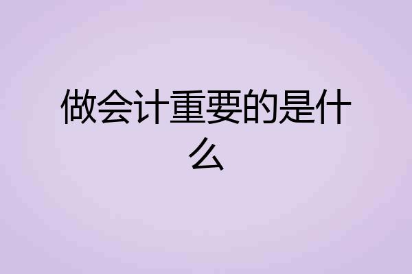 做会计重要的是什么