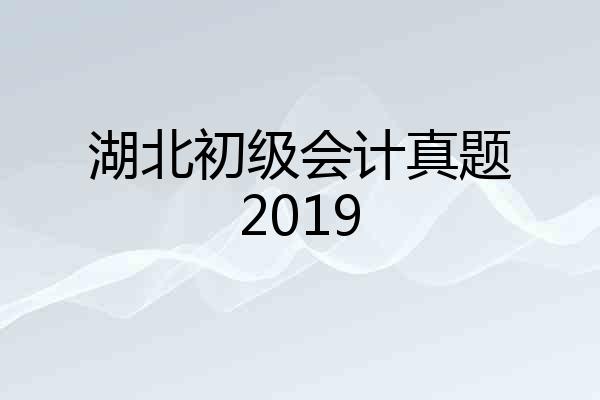 湖北初级会计真题2019