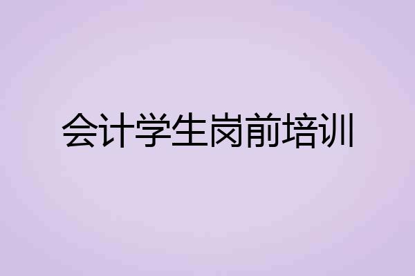 会计学生岗前培训