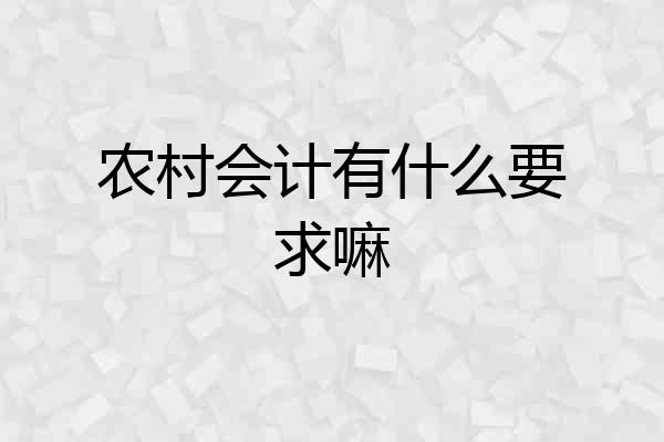 农村会计有什么要求嘛