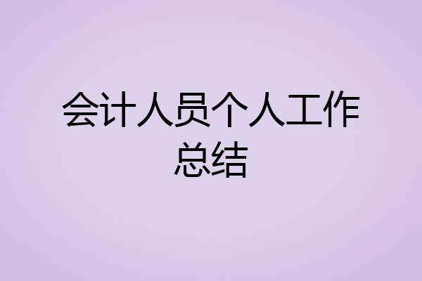 会计人员个人工作总结