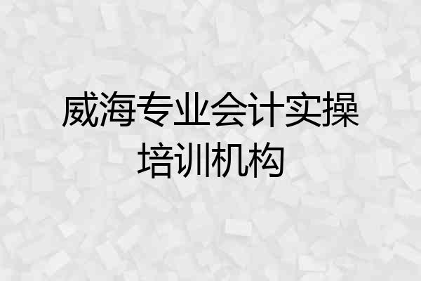 威海专业会计实操培训机构