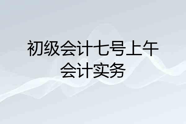 初级会计七号上午会计实务