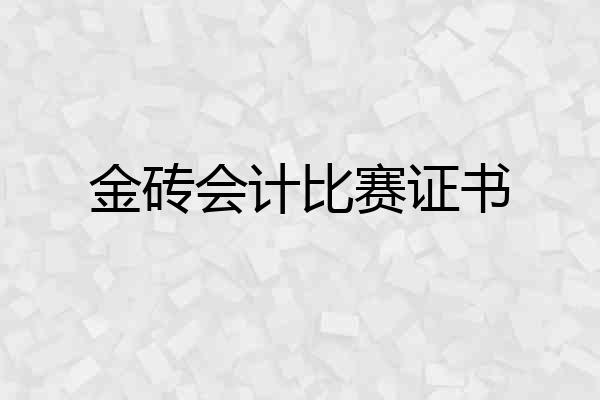 金砖会计比赛证书