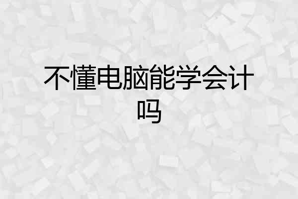 不懂电脑能学会计吗